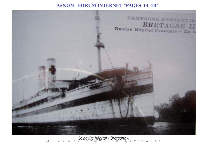 GUERRE 14.18 GANSER Louis 10 Navire-Hopital LA BRETAGNE.JPG